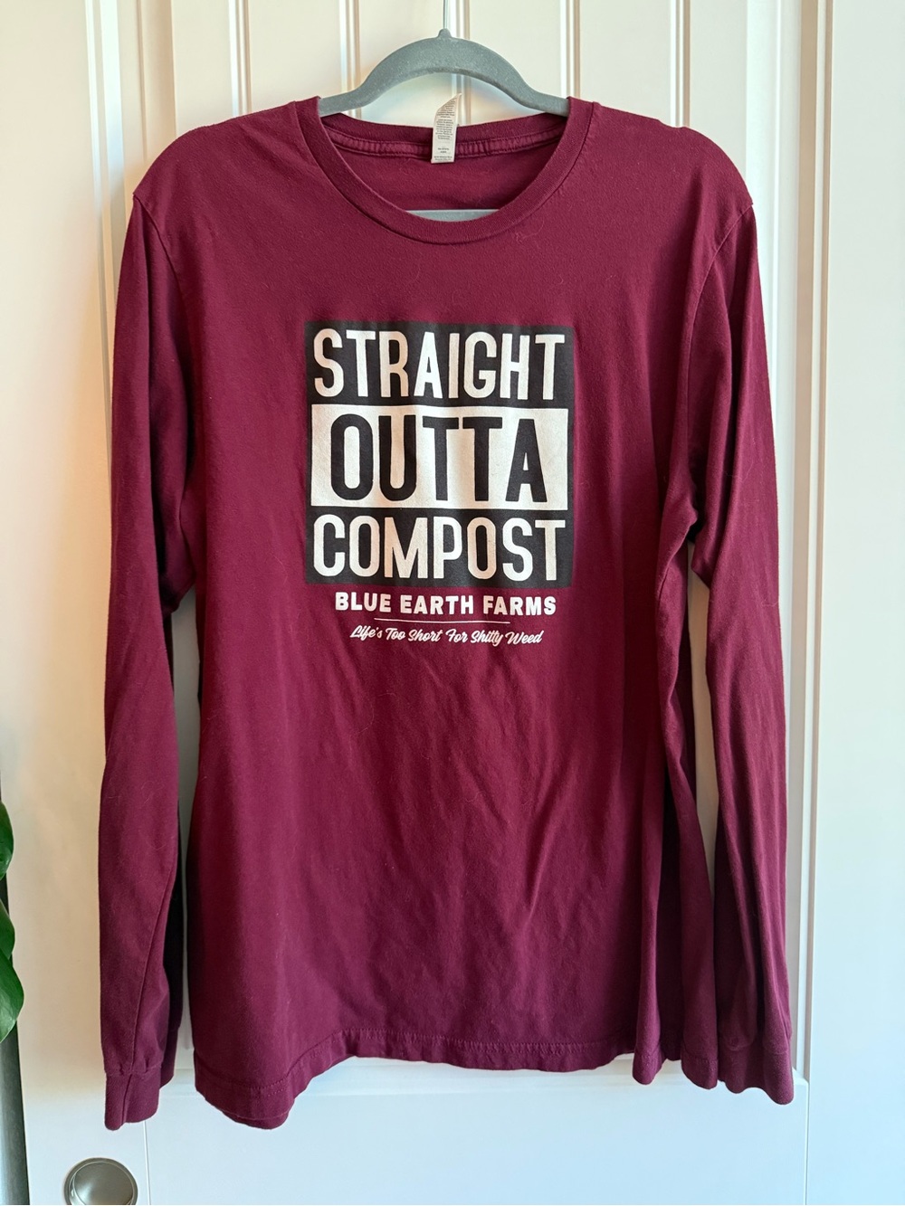 Bella Canvas Maroon Straight Outta Compost Long Sleeve Graphic Tee XL